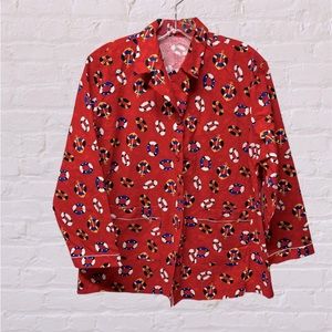 Vintage handmade red nautical life saver print button front shirt large pockets